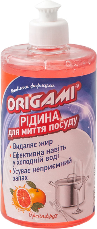 Засіб для ручного миття посуду ORIGAMI Грейпфрут, 0,5л